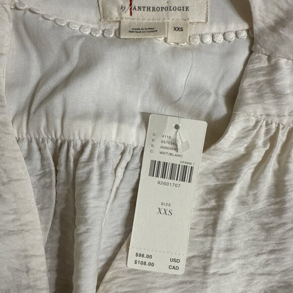 Anthropologie XXS Elegant Cream Long Sleeve Top NWT! - Picture 3 of 16